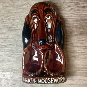 Me too Sister! Enesco Japan Ceramic I Hate Housework Basset Hound Puppy Dog